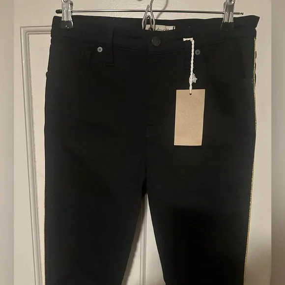 Madewell skinny black jean w/gold trim sz 28 tall - Picture 3 of 6